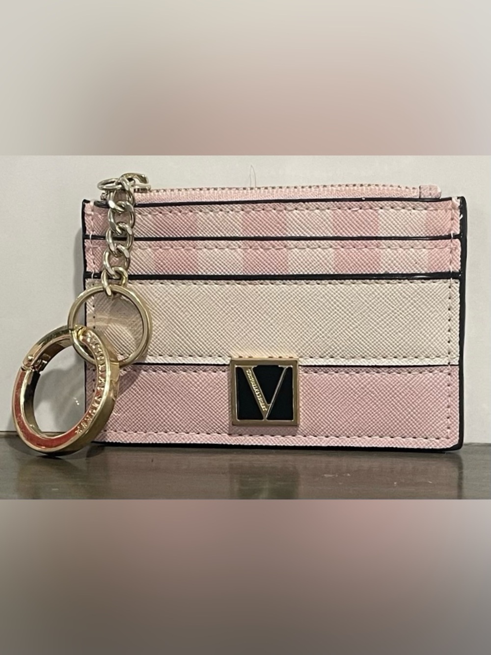 Victoria's Secret Card Holder Keychain Pink & Cream